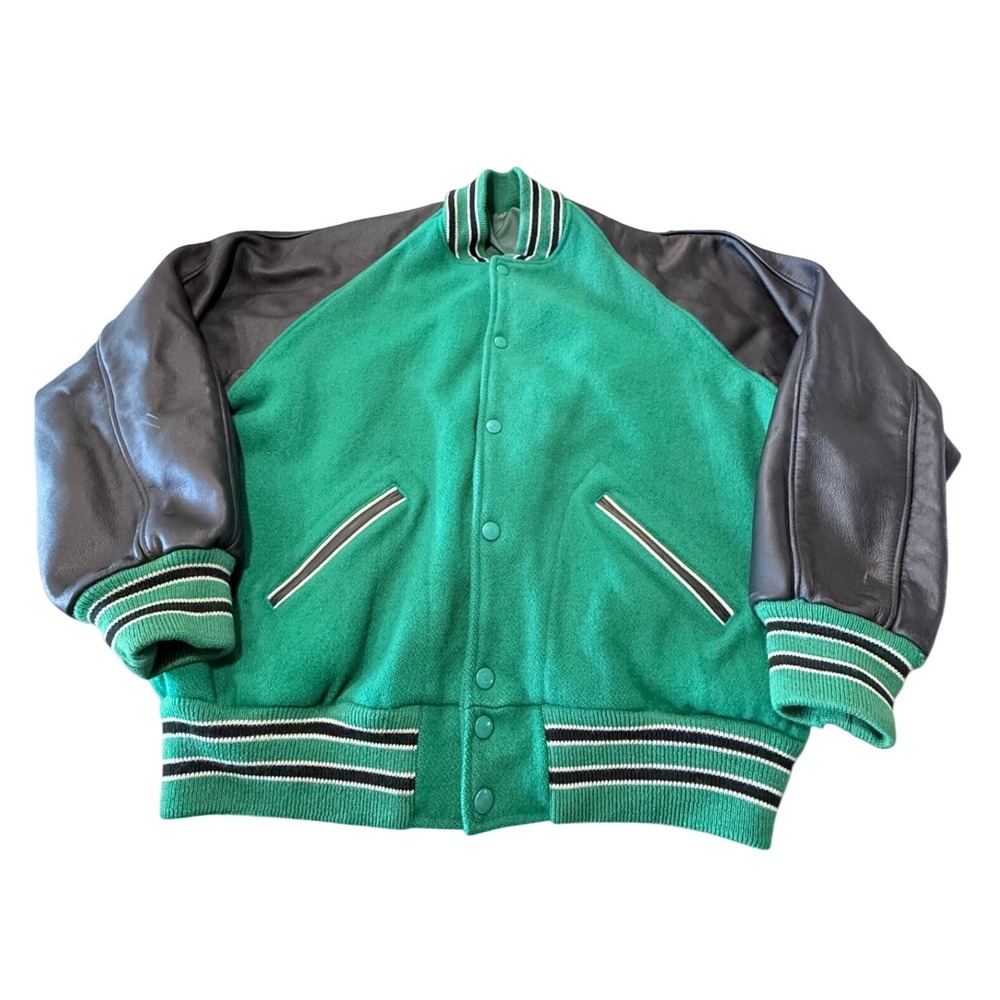 Vintage Kimmel Athletic Supply Green Wool Black Letterman Varsity Jacket Size 48